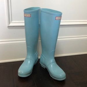 Robins egg blue Hunter Tall Gloss Boots